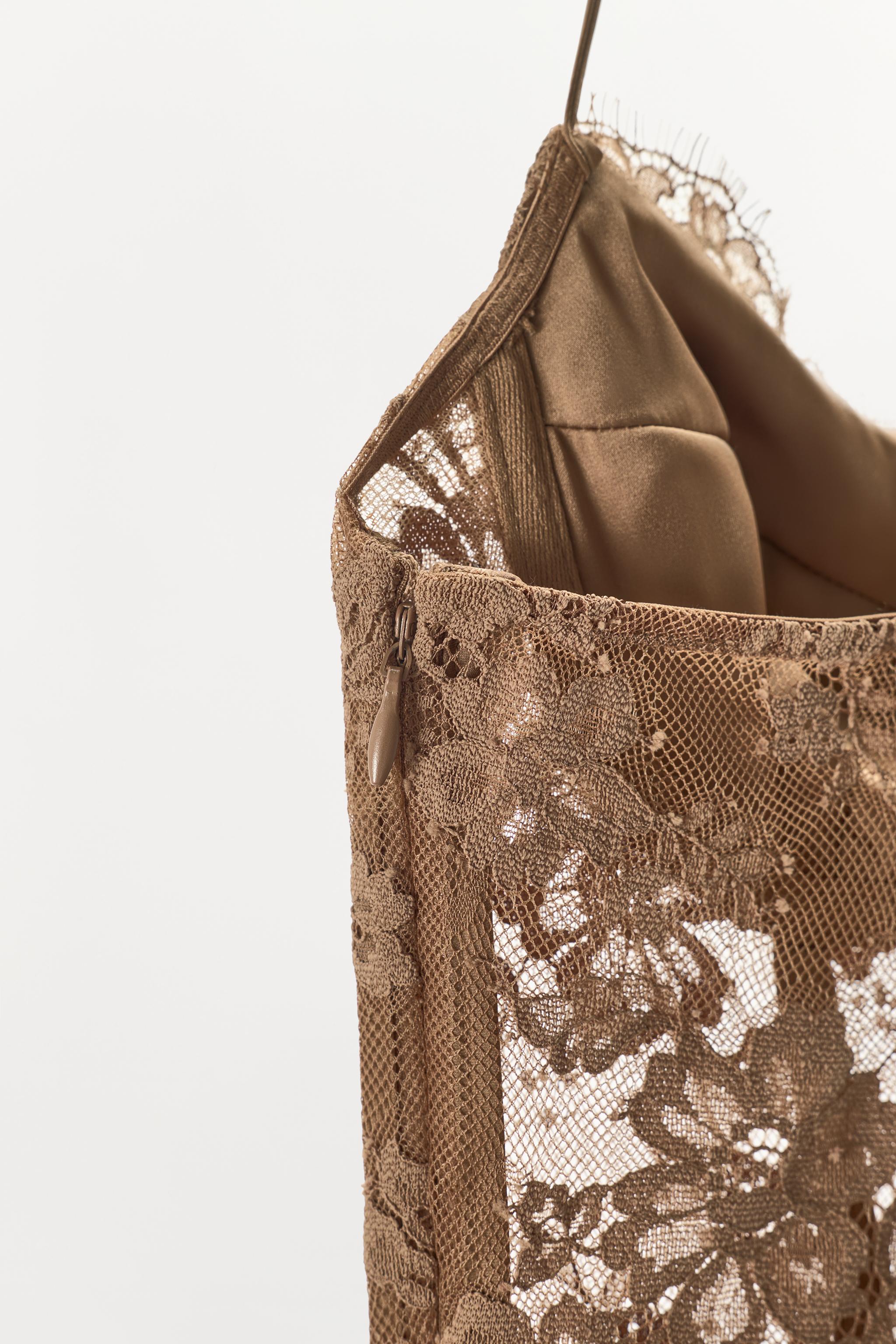 RING-DETAIL LACE STRAPPY DRESS